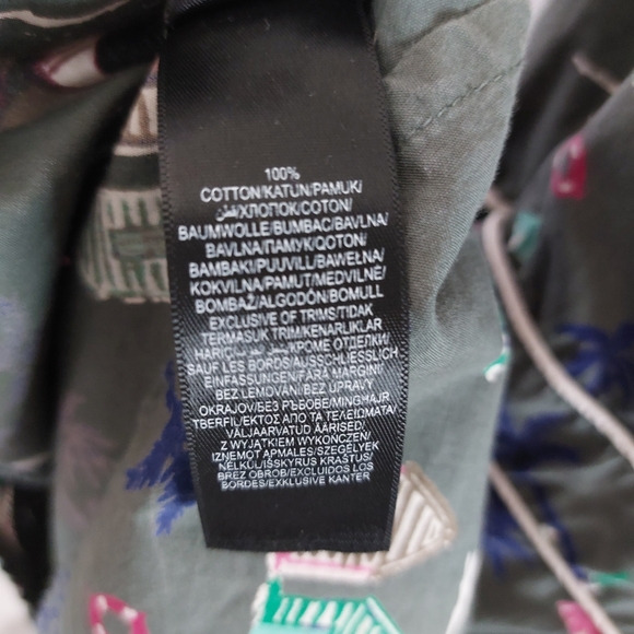 Debenhams Beach Hut Palm Print 100% Cotton Sleeveless Green Unique Dress Size 16 - Picture 8 of 11